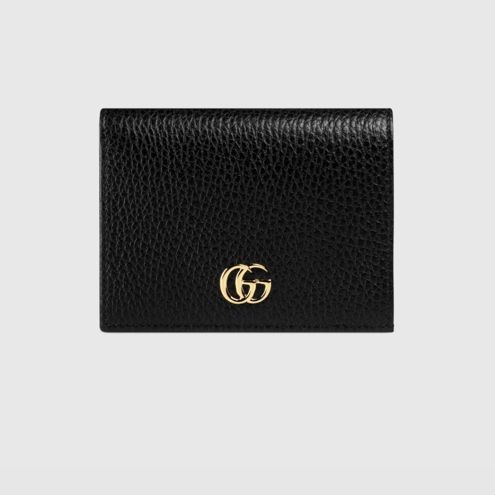 Gucci Marmont Interlocking Black Grained Leather Wallet Authentic